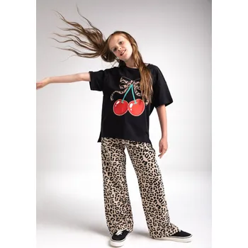 Dívčí kalhoty Dětské tepláky široké dívčí zvony béžové velikost 164 Mokida ZM5