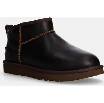 Dámská zimní obuv Kožené sněhule UGG Classic Ultra Mini Lthr Regen, 38, hnědá, 89X