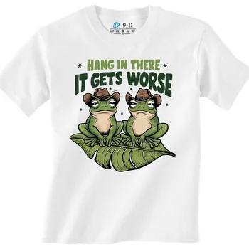 Dívčí tričko Dětské tričko Drž se, bude hůř! Žáby Hang In There It Gets Worse (Barva: Bílá)