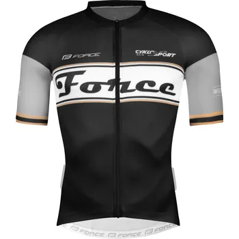 cyklistický dres Dres FORCE RETRO krátký rukáv černo-zlatý L