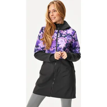 Dámský kabát unuo Dámský softshellový kabát s fleecem Street, Černá, Kytky Velikost: XS