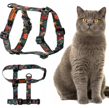 Postroj pro psa POSTROJ typu guard s nastavitelnými popruhy pro velkou kočku Ukory ZELENÉ listy