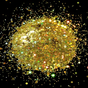 Šestistěnné flitry 10g PET PVC Lesklé ozdoby na dekorace Třpytky pro tvoření Umění DIY Řemesla Šperky Manikúra žlutá