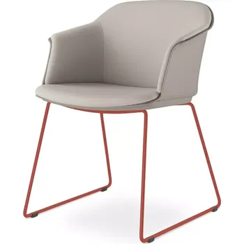 Jednací židle Konferenční křeslo Wave 032-Q-N14 (drátěná kostra signální červená RAL 3001, plastový korpus s vnitř