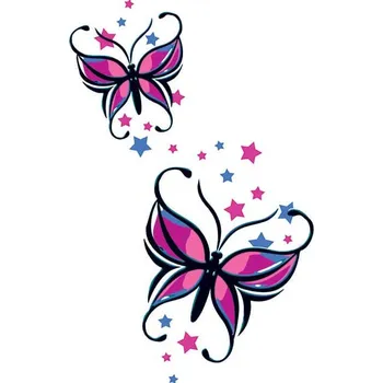 Odstranitelné tetování Motýli a hvězdičky - barevné dočasné tetování