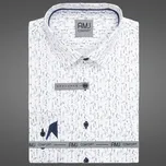 Pánská košile AMJ bavlněná, bílá s čárkami VDSBR1460, dlouhý rukáv, slim fit, vel. 40