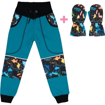 Komplet - Softshellové kalhoty s fleecem - Monster Truck a rukavice Velikost: 122