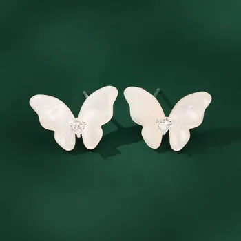 Náušnice JAY Náušnice ve tvaru motýla se srdíčkem ze zirkonu JAY-0161-WZ3238YI Stříbrná