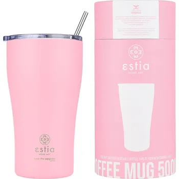 Termohrnek nepropustná termoska na kávu, čaj se slámkou 500 ml