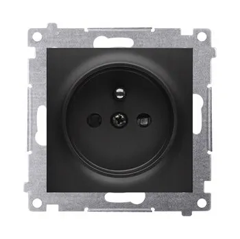 Elektrická zásuvka Jednoduchá zásuvka s uzemněním, černá matná, Simon 54 DGZ1Z.01/49