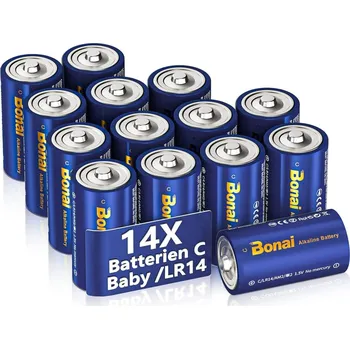 Článková baterie Alkalické baterie typu C Bonai LR14, 1,5V, 14ks