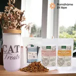 Pomáháme žít lépe Skleněná dóza/nádoba s víčkem na kočičí pamlsky/granulky - CAT TREATS 950 ml