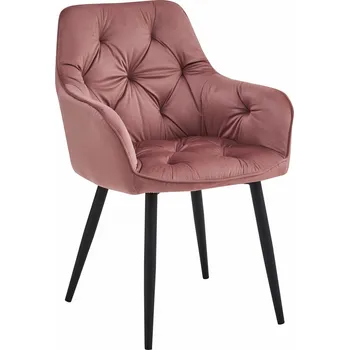 Jídelní židle Židle JORK - růžový samet / černé nohy x 1