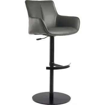 Barová židle Šedá kožená barová židle Fitzgerald 54 x 92-112 x 55 pravá kůže, kov