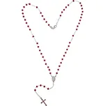 Stříbrný růženec červený délka náhrdelníku 51cm