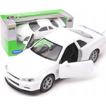autíčko Kovový model auta Nissan Skyline GT-R (R34) měřítko 1:34 WELLY Nex bílý