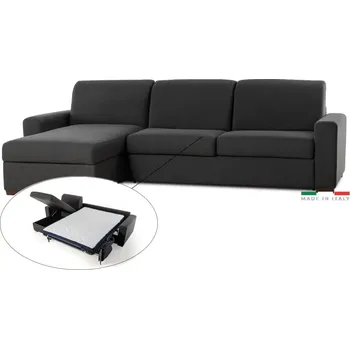 Sedací souprava Rohová sedací souprava ONE s rozkladem na každodenní spaní, levá, 140, tm. šedá (jazz 22 graphite)