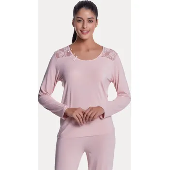 Dámské pyžamo Luisa Moretti Dámské bambusové pyžamo PAOLA, Růžová, V dárkovém boxu, Bambusové vlákno 100%, Dlouhý rukáv - vel. M