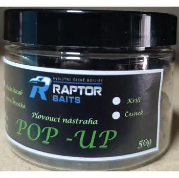 Boilies Raptor POP-UP ∅ 12 mm jednobarevné Jahoda/krab 50 g