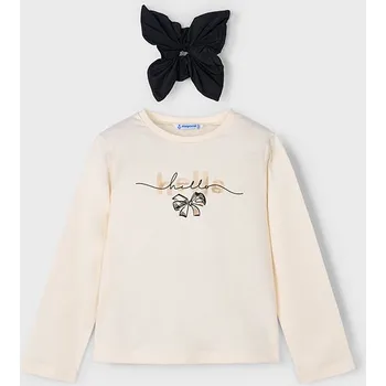 Dívčí oblečení Triko s dlouhým rukávem a gumičkou Mašle černé MINI Mayoral velikost: 104