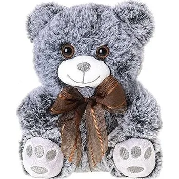 plyšák Mikro trading Sedící plyšový medvěd s mašlí, 18 cm