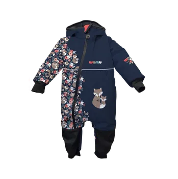 Kojenecká kombinéza WAMU Softshellová kombinéza dětská LIŠKY tmavě modrá vel. 80-86