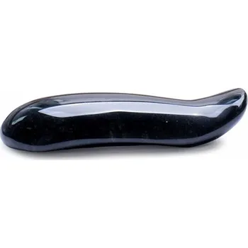 Masážní kámen Gua sha na tvář z černého obsidiánu tvar vlnky délka cca 7,4 cm