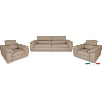 Sedací souprava Moderní kožená sedací souprava LOREN II 3+1+1, béžová (madras - 142 taupe)