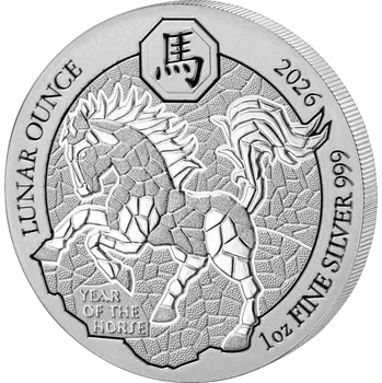 Rwanda Stříbrná investiční mince Rok Koně 1 Oz | Lunar | 2026 | 31,1 g