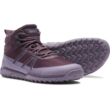 Dámská treková obuv VÝPRODEJ XERO Scrambler Trail Mid WP Women - dámská trailová voděodolná turistická barefoot obuv Plum Perfect Sage Purple 38,5
