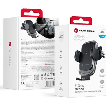 Náhradní kryt pro mobilní telefon Bezdrátový nabíjecí držák Forcell F-Grip Grand (F-24) 15W stříbrný