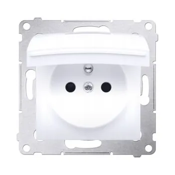 Elektrická zásuvka Simon 54 Vodotěsná zásuvka s uzemněním IP44 s plným víkem bílá DGZ1BZ.01/11