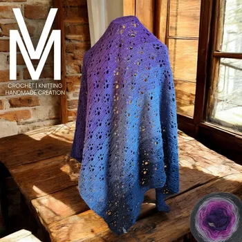 Šátek M.V HANDMADE CREATION Šátek "TLAPKY" háčkovaný od cípu Fialová/Šedá