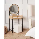 Toaletní stolek světle hnědý černý dřevotříska 1 zásuvka zrcadlo boho styl obývací pokoj ložnice Beliani