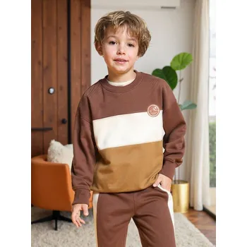 Chlapecká mikina Sinsay - Proužkovaná mikina - hnědá - 941FS-88X - 941FS-88X-110