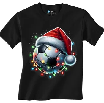Chlapecké tričko Dětské tričko Vánoční Fotbalový Míč (Velikost: 12-13, Barva: Černá)