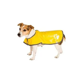 Obleček pro psa Obleček - Pláštěnka "Bella" žlutá lem šedý 28 cm