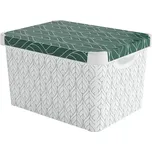 Bílý/zelený plastový úložný box s víkem 39,5x29,5x25 cm L – Curver ID_1816528