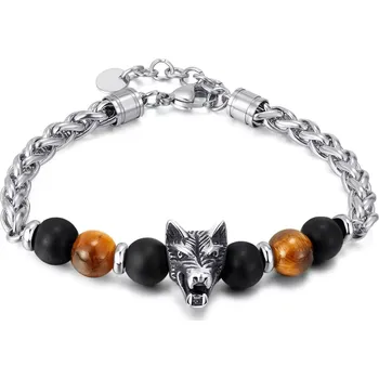 Náramek Náramek z chirurgické oceli a tygřího oka Wolf