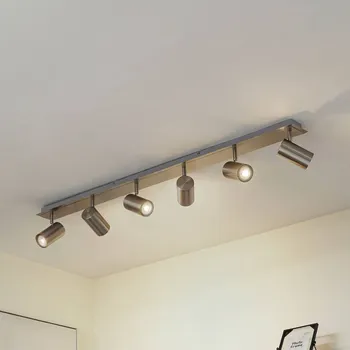 Lampička Stropní bodové svítidlo Lindby Joffrey, 116 cm, nikl, 6 světel, GU10 - Stínidlo - Ø 6 cm, délka 10,5 cm nikl satén 6 x 10 W LED - Doprava zdarma