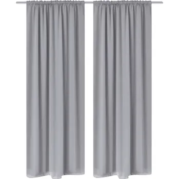 130376 2 pcs Grey Slot-Headed Blackout Curtains 135 x 245 cm