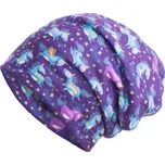 Unuo Dětská čepice fleecová Homeless Jednorožci na noční obloze M (49-52 cm)