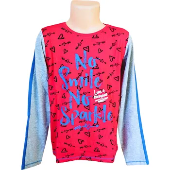 Dívčí tričko LEMON BERET no smile no sparkle dlouhý rukáv červené Barva: Červená, Velikost: 92/98