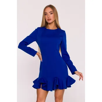 Dámské šaty M880 Šaty s volánkovým lemem - královská modř EU M