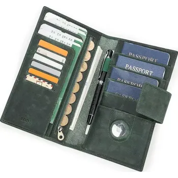 Contacts® kožené pouzdro na 4 pasy a doklady Zelené