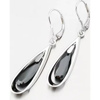 Náušnice Dámské náušnice stříbro 925 krystaly černým černé kameny PKL-2258