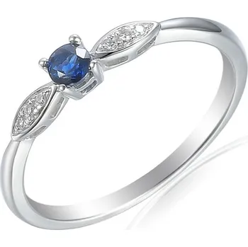 Prsten Gems, Jemný zásnubní prsten Hannie, bílé zlato s brilianty a safírem, vel. 52, prům. 16.6 mm, 585-38-1-4416.1B00.0.52.HSI1.602