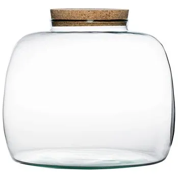 Váza Skleněná dóza Scilla s korkovým špuntem, 22x30 cm
