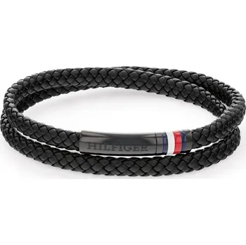 Šperk Tommy Hilfiger Černý kožený náramek s ocelovým zapínáním 2790552 + 2 měsíce na vrácení zboží