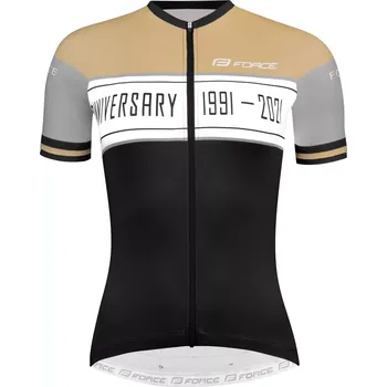 Cyklistické oblečení FORCE dres F ANNIVERSARY UNI kr. rukáv, černo-zlatý XS
